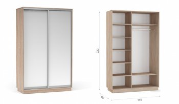 Шкаф-купе Тетрис 1400 (ЗЗ) Дуб сонома (Имп) в Нижних Сергах - nizhnie-sergi.mebel-e96.ru