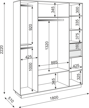 Шкаф распашной Тиффани М21 1800 мм (Риннер) в Нижних Сергах - nizhnie-sergi.mebel-e96.ru