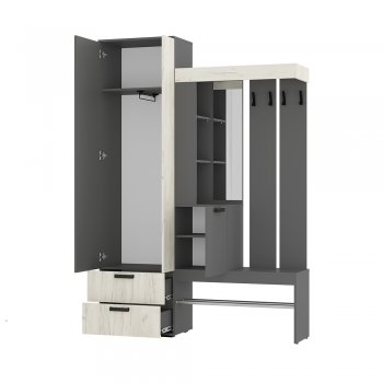 Прихожая Трамп графит/крафт белый (БТС) в Нижних Сергах - nizhnie-sergi.mebel-e96.ru