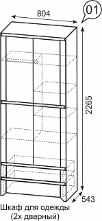 Шкаф 800 мм для одежды 2-х дв №1 Твист (ИжМ) в Нижних Сергах - nizhnie-sergi.mebel-e96.ru