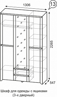 Шкаф 1300 мм для одежды Твист №13 (ИжМ) в Нижних Сергах - nizhnie-sergi.mebel-e96.ru