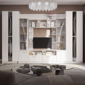 Стенка Венеция ясень белый (БТС) в Нижних Сергах - nizhnie-sergi.mebel-e96.ru